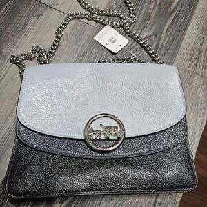 Coach Black and Gray Leather Shoulder Bag